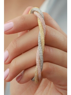 Normadia 925 Ayar Çok Renkli Hasır Gümüş Bileklik, Şık ve Zarif Takı Tasarımı