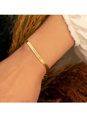 Normadia Kişiselleştirilebilir Gümüş Bileklik, Gold Renk, Şık ve Zarif Tasarım