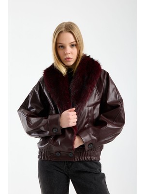 Modazeyosh Kadın Kürk Yaka Ceket