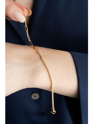 Normadia 925 Ayar Gümüş Sıra Taşlı Zincir Bileklik, Şık ve Zarif Tasarım