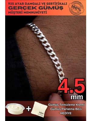 Normadia Erkek Gümüş Bileklik 4.5mm Gurmet Model 925 Ayar Damgalı