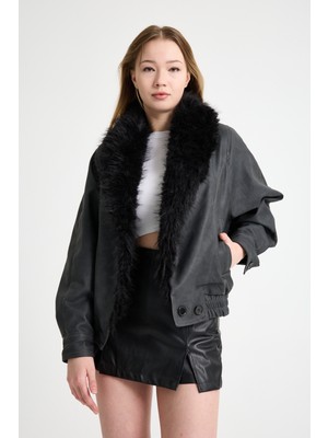 Modazeyosh Kadın Kürk Yaka Ceket