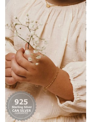 Normadia 925 Ayar Gümüş Bebek Bileklik, Gold Kaplama, Şık ve Zarif Tasarım