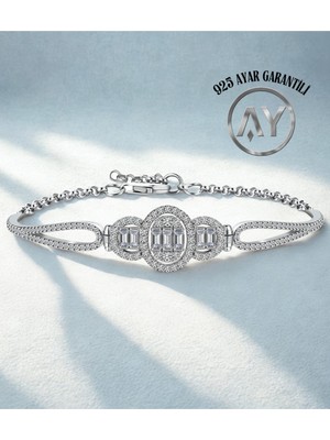 Normadia 925 Ayar Gümüş Oval Baget Bileklik, Zarif ve Prestijli Tasarım