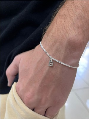 Normadia 925 Ayar Gümüş Oksitli Oynar Harfli Unisex Bileklik