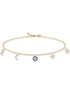 Normadia Şanslı Ay Yıldız Gümüş Kadın Bileklik, Şık ve Zarif Takı