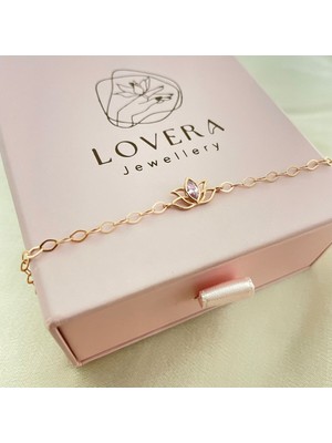 Normadia 925 Ayar Gümüş Rose Pembe Taşlı Lotus Kadın Bileklik