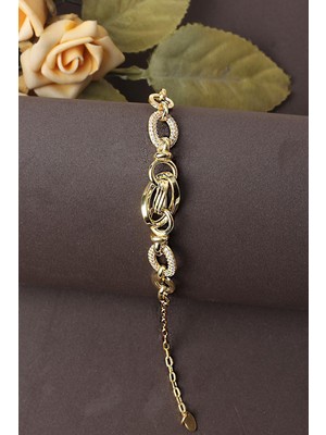 Normadia Beyaz 925 Ayar Gümüş Yuvarlak Zirkon Taşlı Zincir Bileklik