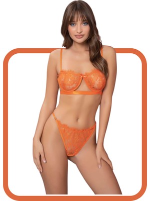 Zarvia Victorıa Turuncu Balenli Sütyen Tanga İç Çamaşır Takımı
