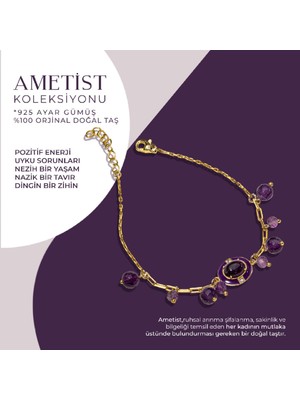Normadia Doğal Ametist Taşlı Modern Gümüş Charm Bileklik, Şıklığın ve Zarafetin Ifadesi