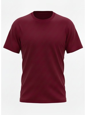 Ümiteks ÜMİTEKS WORLD OF CLOTHES Bordo Bisiklet Yaka Kısa Kol Penye Tişört 0 Yaka Bordo Penye T-Shirt Penye Basic T-Shirt Bordo