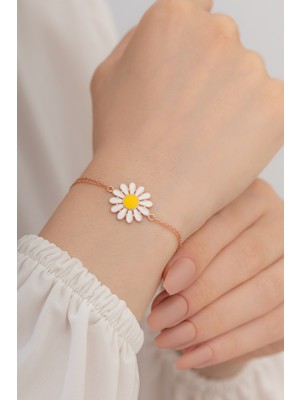 Normadia Kadın Gümüş Bileklik, Zarif Rose Papatya Tasarımı, Şık Takı
