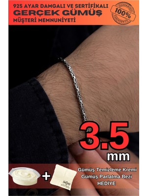 Normadia Erkek Gümüş Bileklik 3.5mm Yuvarlak Kral Model, Şık ve Zarif Tasarım
