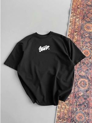 Tarz Yeri Kadın Baskılı Oversize T-Shirt - Siyah