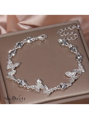 Normadia Şık 925 Ayar Gümüş Kaplama Kelebek Bileklik, Sevgililer ve Anneler Için Hediye