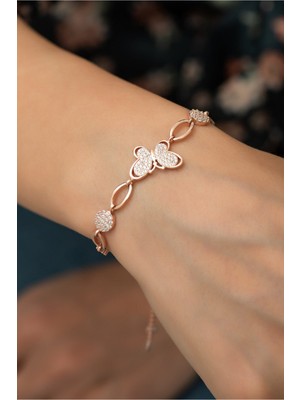 Normadia 925 Ayar Gümüş Kadın Kelebek Bileklik, Asansörlü, Şık ve Zarif Takı