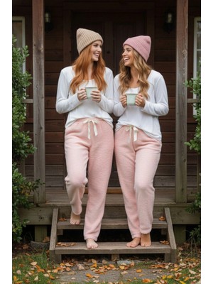 Pazarcan Peluşlu Pijama Alt Pembe Nr
