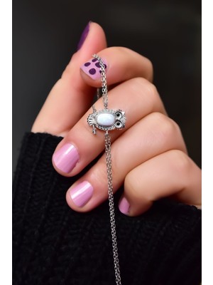 Normadia 925 Ayar Gümüş Beyaz Opal Baykuş Bileklik, Şık ve Zarif Tasarım