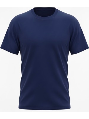 ÜMİTEKS WORLD OF CLOTHES Lacivert Bisiklet Yaka Kısa Kol Penye Tişört 0 Yaka Lacivert Penye T-Shirt Penye Basic T-Shirt