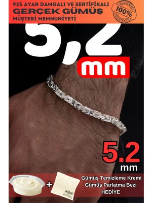 Normadia Parlak Kral 5.2 mm Erkek Gümüş Bileklik Şık ve Zarif Takı