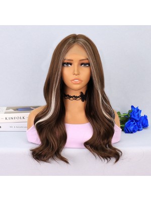 Pazarcan Kumral Önlerde Platin Işıltılı Dalgalı Tül Peruk