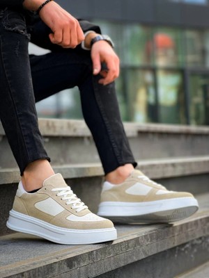 Pazarcan Kb-X8 Kuback Bej Keten Süet Yüksek Taban Günlük Spor Ayakkabı