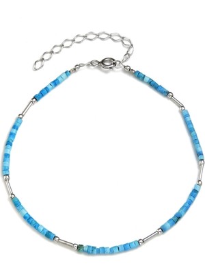 Normadia Doğal Turkuaz Taşlı Gümüş Renkli Boncuklu Bileklik