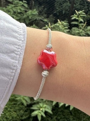 Normadia El Işçiliği Gümüş Kazaziye Seramik Boncuklu ve Dorika Detaylı Bileklik