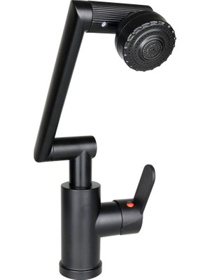 Siyah - 1080 Derece Dönebilen Çok Fonksiyonlu Musluk Batarya KTX-3307 (5477) NFSM-RSGO3456