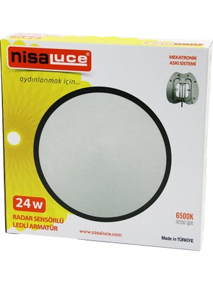 Nisaluce EAMP-106/B 24W Radar Sensörlü Ledli Armatür Beyaz Çerçeve Mekatronik Askı Sistemi