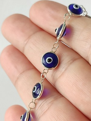 Normadia 925 Ayar Gümüş Mavi Nazar Boncuklu Bileklik 18-19 cm