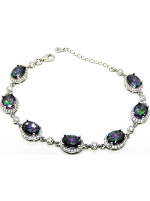 Normadia Gümüş Oval Topaz Taşlı Kadın Bileklik, Şık ve Zarif Tasarım