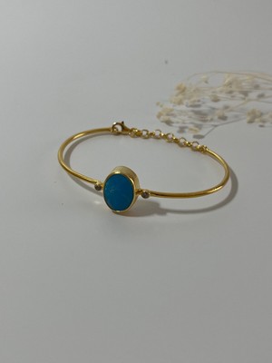 Normadia Turkuaz Doğal Taşlı Gümüş Bileklik, Şıklığa Zarif Dokunuş