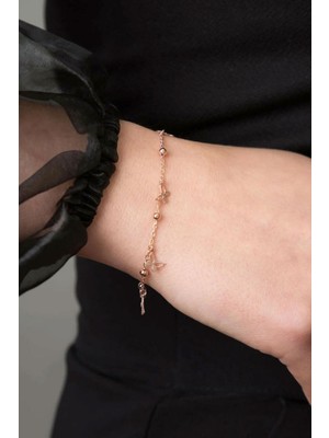 Normadia Rose Altın Kaplama Gümüş Kelebek Bileklik Şık ve Zarif Tasarım