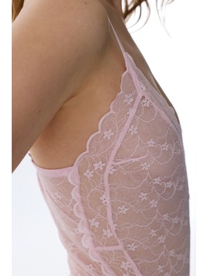 Penti Açık Pembe Full Lace Dantel Bodysuit