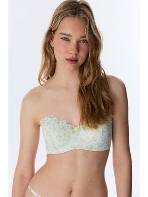 Penti Açık Mint Lotus Straplez Floral Balenli Sütyen