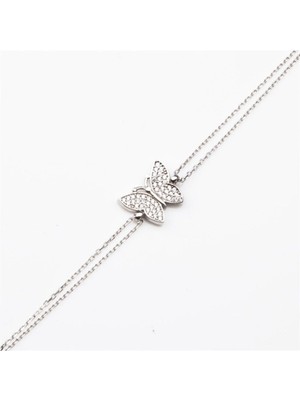 Normadia Şık Beyaz Kelebek Gümüş Bileklik, Zarif Takı Tasarımı