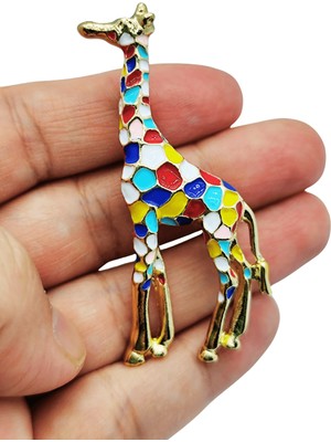 BB Bi Butik Shop Renkli Mozaik Zürafa Figürlü Tasarım Broş