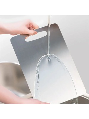 Paslanmaz Çelik Kesme Tahtası 24X15 cm Mutfak Sebze Et Kesme Tahtası Doğrama Tahtası Mutfak Aks