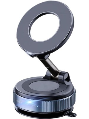 360° Döner Başlıklı Vakumlu Emişli Manyetik Telefon Tutucu – Güçlü Mıknatıslı, Iz Bı