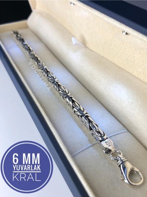 Normadia Erkek Gümüş Bileklik, 6mm Yuvarlak Kral Model, Işıklı Kutuda, Sevgi Dolu