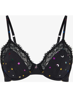 Penti Siyah Micro Lace Wire Sütyen Dokuma Kumaşlı Balenli Şık Tasarım ile Yüksek Destek Sağlar