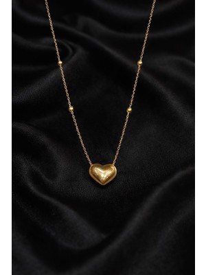 Suzi Shine Kalp Figürlü Dorika Detaylı Çelik Kolye