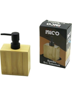 Dikdörtgen Ahşap Bambu Sıvı Sabunluk Siyah Plastik Pompa  5.8 x 9.9cm - Y: 10CM (5477) Nfsm-Rsg