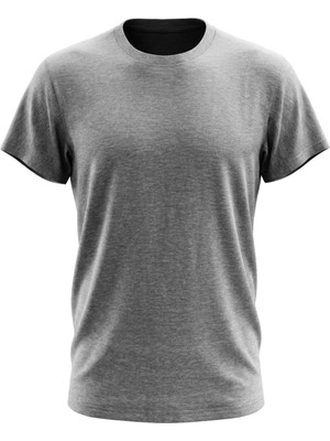 Ümiteks ÜMİTEKS WORLD OF CLOTHES Gri Menanj Bisiklet Yaka Kısa Kol Penye Tişört 0 Yaka Antrasit Penye T-Shirt Penye Basic T-Shirt