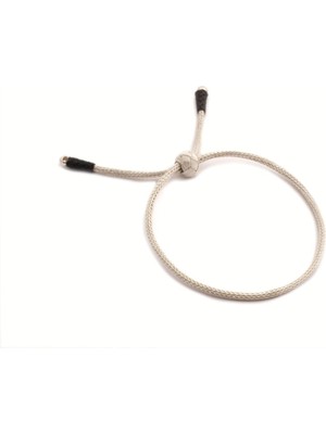 Normadia Şık Düz Zincir Gümüş Kazaziye Siyah Beyaz Bileklik, Asansörlü Model