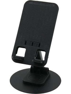 Metal Döner Tabanlı Akrobat Masa Üstü Telefon Tutacak Siyah Plastik (5477) NFSM-RSGO3456