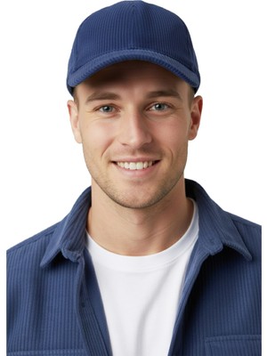 Deepsea Erkek Mavi Fitilli Kadife Şapka – Günlük Kullanıma Uygun Ayarlanabilir Kep Model 2617782