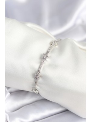 MK Beykoz Pirinç Gümüş Renk Halley Yıldız Model Kadın Bileklik