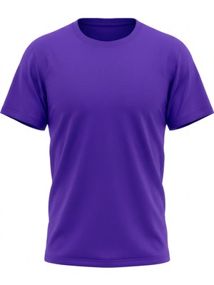 Ümiteks ÜMİTEKS WORLD OF CLOTHES Mor Bisiklet Yaka Kısa Kol Penye Tişört 0 Yaka Mor Penye T-Shirt Penye Basic T-Shirt Mor